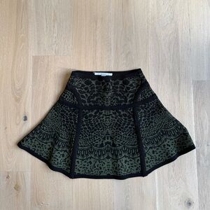 Diane Von Furstenberg Black and Green Skater Skirt